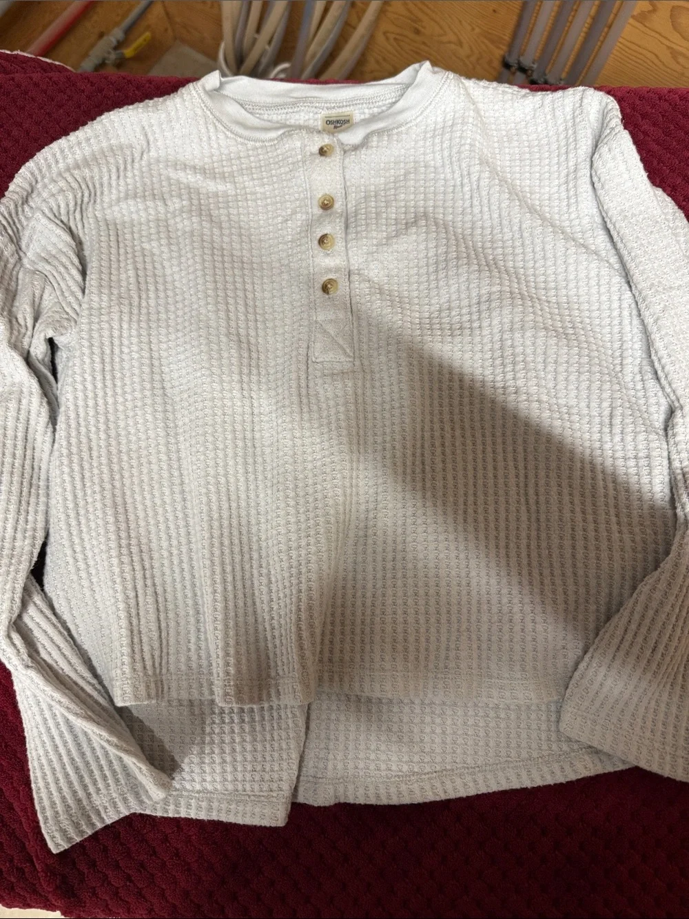 OshKosh B'gosh Cream Waffle Henley Sweatshirt